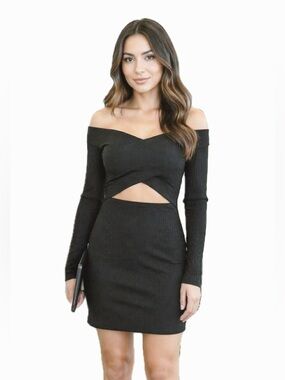 Black Long Sleeve Off-Shoulder Cutout Dress
